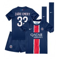 Paris Saint-Germain Warren Zaire-Emery #33 Domáci Detský futbalový dres 2024-25 Krátky Rukáv (+ trenírky)